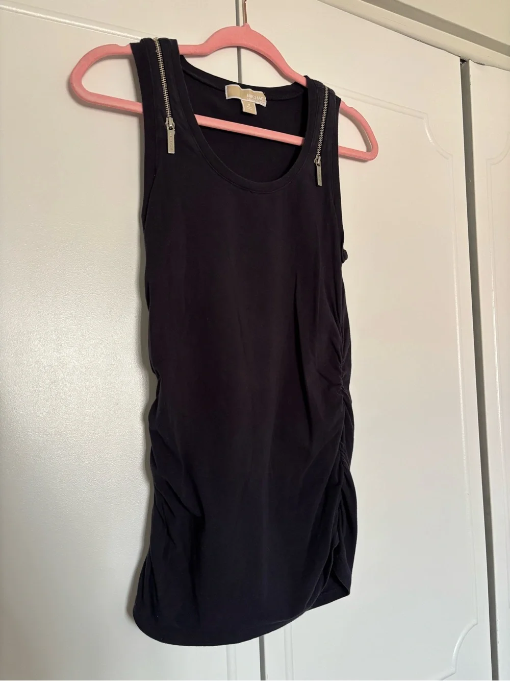 Michael Kors y2k Black Zip-Shoulder Sleeveless Tank